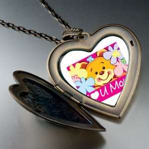  Mothers Day Gifts Cartoon Theme Photo Heart Flower Pendant 
