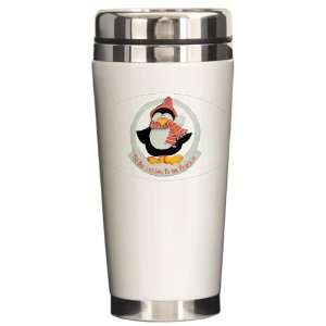  Ceramic Travel Drink Mug Christmas Penguin Tis The Season 