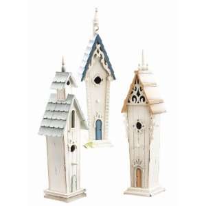    Set of Three Wooden Church Style Birdhouses