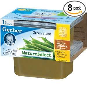 Gerber 1st Foods Green Beans, 2 Count, 2.5 Ounce Tubs (Pack of 8 