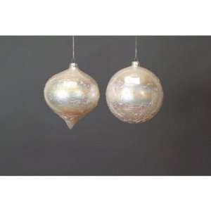  12 Snow Drift White Ball/Onion Glass Christmas Ornaments 5 