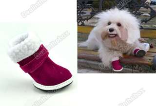 Cute Red Christmas Dog Doggie Shoes Santa Puppy Pet Apparel Cozy Boot 