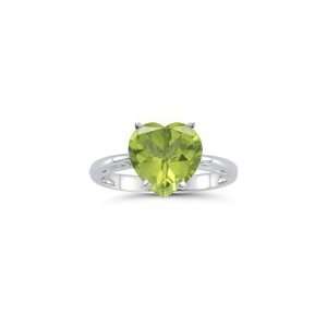  4.51 Cts Peridot Solitaire Ring in 14K White Gold 8.0 