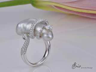 Sio   South Sea Keshi Pearl, Diamond Ring  