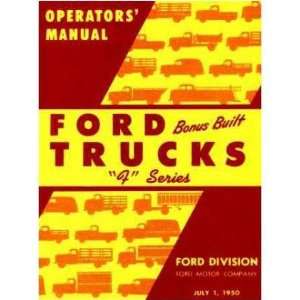  1950 FORD TRUCK Full Line Owners Manual User Guide 