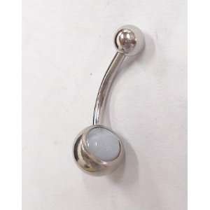  Clouded White Marble Silver Belly Ring: Everything Else