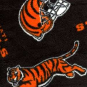   Bengals Black FLEECE Fabric (By the Yard): Sports & Outdoors