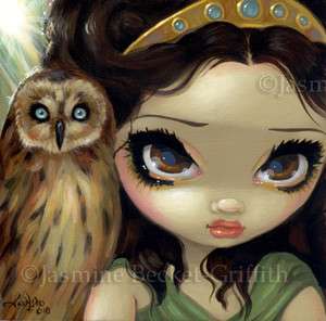   127 Jasmine Becket Griffith Fantasy Owl Maiden SIGNED 6x6 PRINT  