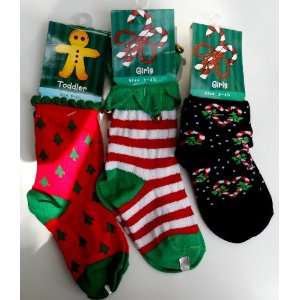   Toddler & Girls Christmas Socks Size 3 4.5 and 5 6.5: Everything Else
