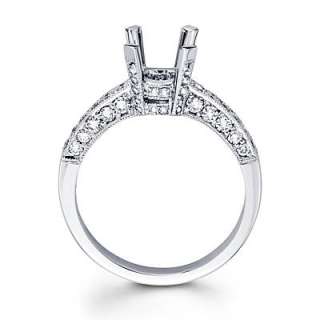 18k White Gold Diamond Engagement Semi Mount Ring  