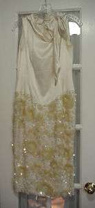 OMG B MICHAEL COUTURE IRIDESCENT 3D BANGLE IVORY DRESS  