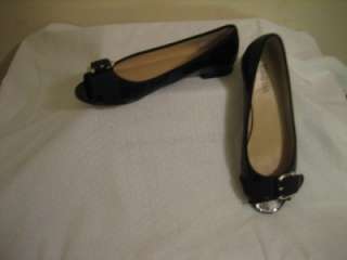 Michael Kors Black Patent Leather Ballet PeepToe Slip On Shoes Shoe 