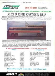 1988 Thru 1993 Prevost Country Coach Bus RV Ad Cole  