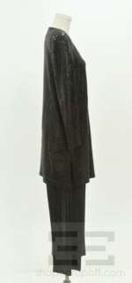 St. John Evening 2 Piece Black Shimmer Knit Jacket & Pants Suit Size 