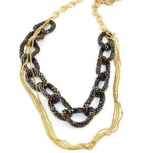  Zimaya Katrina Multilayer Antique Gold Chain and Black and Brown 