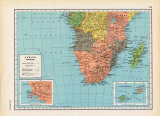 Vintage 1940s Folio Map of Africa Northern & Southern  