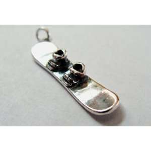   Solid 925 Sterling Silver Snowboard Charm / Pendant: Everything Else