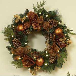  Battery Operated Wreath   24 Pre lit Gilded Battery Operated LED 