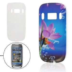   Purple Blue Lotus Print IMD Back Shell Case for Nokia C7 Electronics