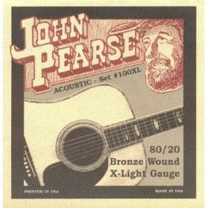 John Pearse Acoustic Six String Guitar 80/20 Bronze Extra Light, .010 