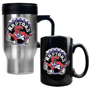 Toronto Raptors NBA Stainless Steel Travel Mug & Black Ceramic Mug Set 