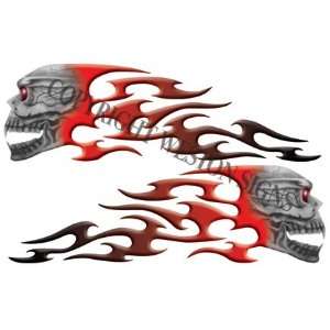  Red Motorcycle Gas Tank Tribal Skull Flames Automotive