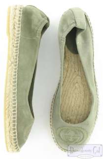New Gucci Palm Green Espadrille Loafers Flats Drivers Shoes 37 7 $375 