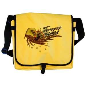  Messenger Bag Forever Wild Eagle Motorcycle and US Flag 