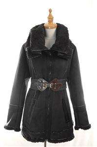 NWT AUTH French Cop Copine Faux Suede Shearling Blouson Grenal Coat 