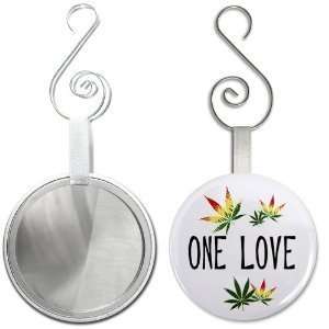  Creative Clam One Love Pot Leaf 2.25 Inch Glass Mirror 