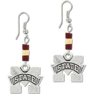  Mississippi State Bulldogs Wood Bead Earrings Sports 