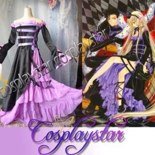 chobits handmade cosplay costume purple party dress  
