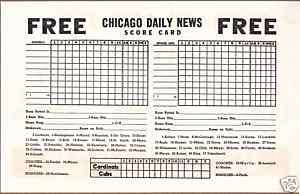 1956 Chicago Cubs vs St Louis Cardinals Daily Scorecard  