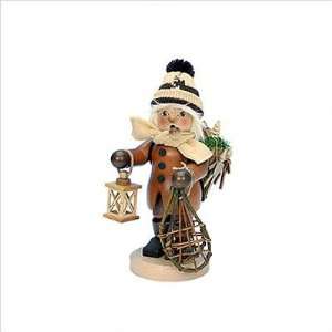  189 Natural Wood Finish Boy with Snowshoes and Lantern Incense Burner