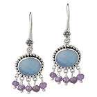  Artisan Crafted 18K & SS Chalcedony Earrings  