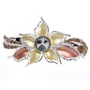    Yellow Poinsettia Crystal Hair Clip Barrette Jewelry Beauty
