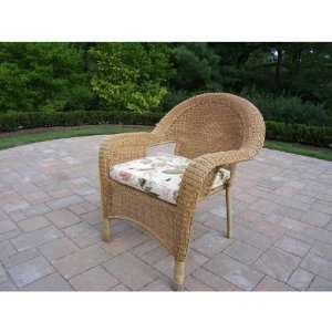  Oakland Living Honey Resin Wicker Arm Chair with Cushion 