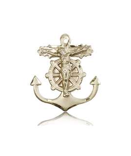 Solid 14k Gold Anchor Crucifix Sailor Pendant Jewelry  