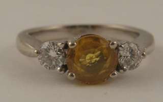 Estate 1c Yellow Sapphire .32c Diamond 14k Wedding Ring  