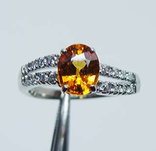 Intense Yellow 2ct Sapphire Diamond Ring 14K White Gold Estate Jewelry 