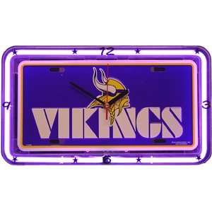 Minnesota Vikings Football Neon License Plate Clock:  