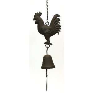  Tin Rooster with Cast Iron Bell: Patio, Lawn & Garden