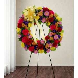 Same Day Flower Delivery Multi color Standing Sympathy Wreath  