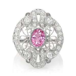  1.26ct Natural Untreated Pink Sapphire Ring,36 Diamonds 0 