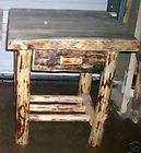 Rustic Front Pine Log 1 Drawer Nightstand, bedside table, lodge, cabin 