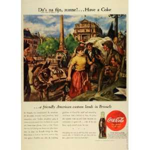  1945 Ad Coca Cola Soda Brussels City Belgium Soldiers WWII 