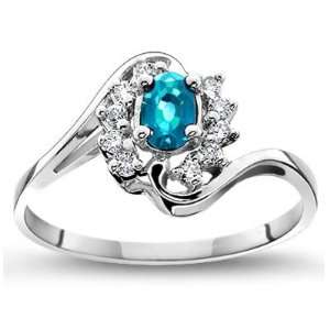  December Created Blue Topaz Mothers Day Diamond Ring in 