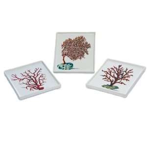   Coral Patterned Porcelain Decorative Trays (set of 3)