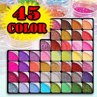 45 Colors Glitter Acrylic Powder Dust For Nail Art Tips LOS ANGELES 