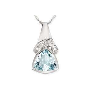   Aquamarine and Diamond Accent Pendant in 14k WG, I2 I3, GHI Jewelry